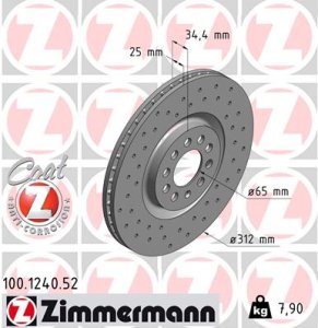 Tarcza hamulcowa ZIMMERMANN 100.1240.52 8L0615301