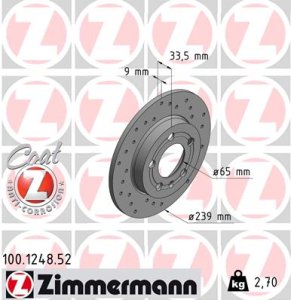 Tarcza hamulcowa ZIMMERMANN 100.1248.52 1J0615601D