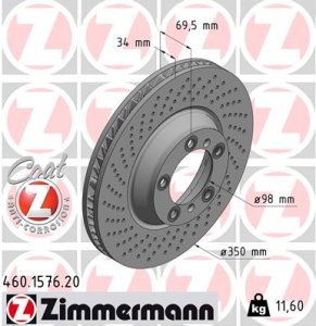 Tarcza hamulcowa ZIMMERMANN 460.1576.20 99735140501