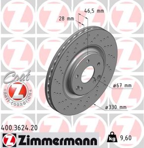 Tarcza hamulcowa ZIMMERMANN 400.3624.20 2034211312