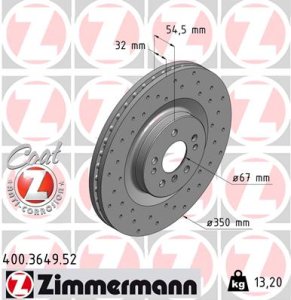 Tarcza hamulcowa ZIMMERMANN 400.3649.52 1644210512