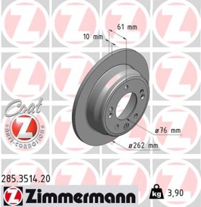 Tarcza hamulcowa ZIMMERMANN 285.3514.20 584111H300