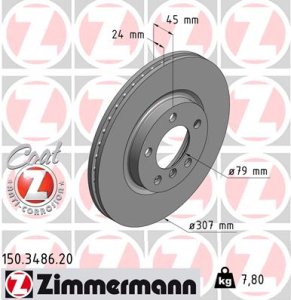 Tarcza hamulcowa ZIMMERMANN 150.3486.20 34119804829