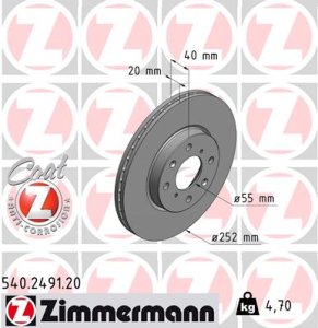 Tarcza hamulcowa ZIMMERMANN 540.2491.20 5531162J00