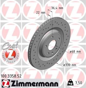 Tarcza hamulcowa ZIMMERMANN 100.3358.52 4H0615601D