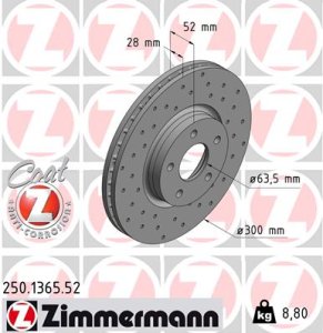 Tarcza hamulcowa ZIMMERMANN 250.1365.52 1500159