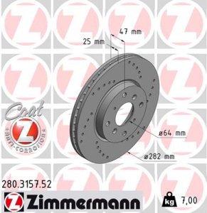 Tarcza hamulcowa ZIMMERMANN 280.3157.52 45251S1AG00