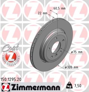 Tarcza hamulcowa ZIMMERMANN 150.1295.20 34201166073