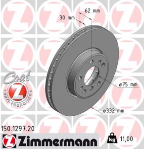 Tarcza hamulcowa ZIMMERMANN 150.1297.20 34116750713