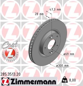 Tarcza hamulcowa ZIMMERMANN 285.3513.20 517122L500