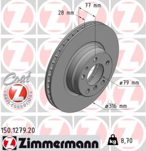Tarcza hamulcowa ZIMMERMANN 150.1279.20 34111162093