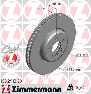 Tarcza hamulcowa ZIMMERMANN 150.2913.20 34116785676