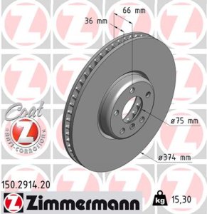 Tarcza hamulcowa ZIMMERMANN 150.2914.20 34116783777