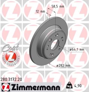 Tarcza hamulcowa ZIMMERMANN 280.3172.20 42510S7AJ50