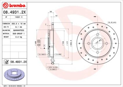Tarcza hamulcowa BREMBO 08.4931.2X 5022666