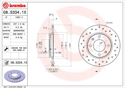 Tarcza hamulcowa BREMBO 08.5334.1X 4246G6