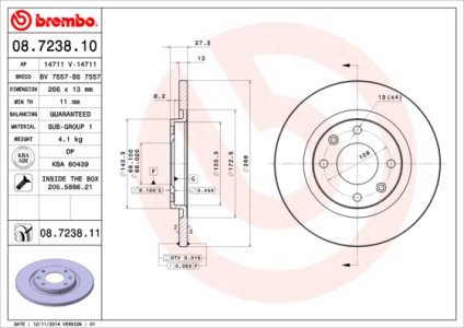 Tarcza hamulcowa BREMBO 08.7238.11 4246R2