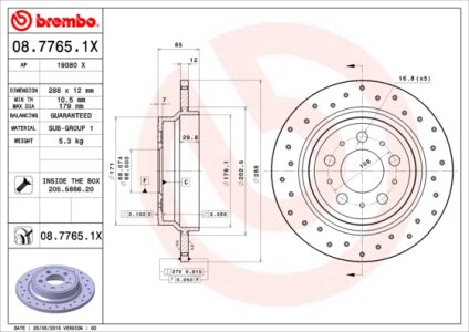 Tarcza hamulcowa BREMBO 08.7765.1X 9434167