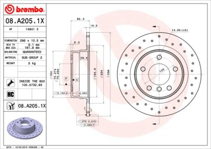 Tarcza hamulcowa BREMBO 08.A205.1X 34216769271