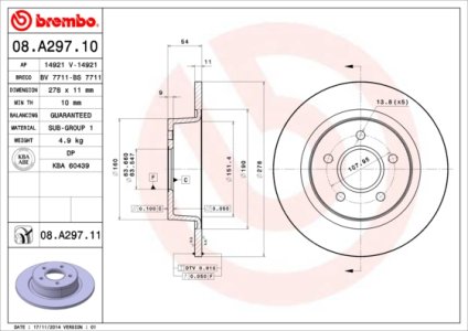 Tarcza hamulcowa BREMBO 08.A297.11 4367107