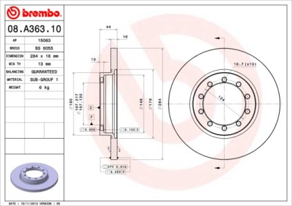 Tarcza hamulcowa BREMBO 08.A363.10 1488311