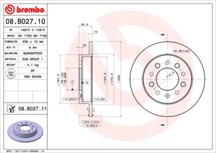 Tarcza hamulcowa BREMBO 08.B027.11 584112C000