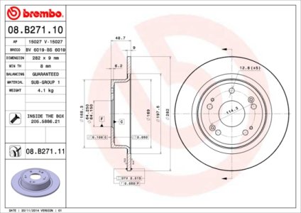 Tarcza hamulcowa BREMBO 08.B271.11 42510TA0A00