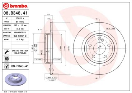 Tarcza hamulcowa BREMBO 08.B348.41 2464230112