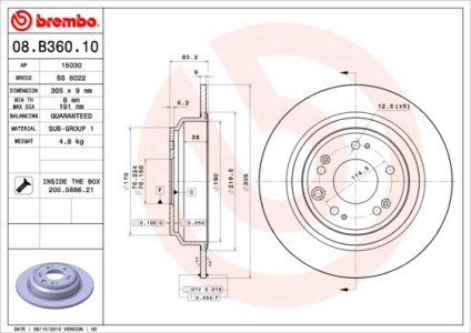 Tarcza hamulcowa BREMBO 08.B360.10 42510TL0G50