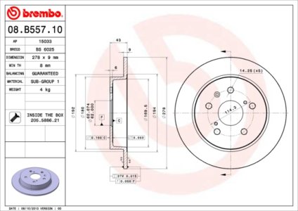 Tarcza hamulcowa BREMBO 08.B557.10 71750932