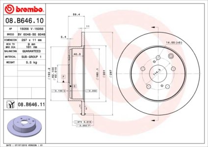 Tarcza hamulcowa BREMBO 08.B646.11 424310F020