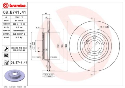 Tarcza hamulcowa BREMBO 08.B741.41 1724230212