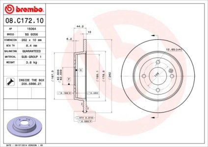Tarcza hamulcowa BREMBO 08.C172.10 584110U300