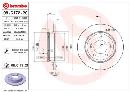 Tarcza hamulcowa BREMBO 08.C172.21 584113X300