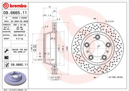 Tarcza hamulcowa BREMBO 09.6665.11 99635240103