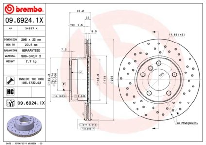 Tarcza hamulcowa BREMBO 09.6924.1X 34111164839