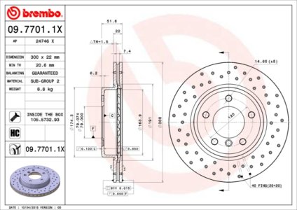 Tarcza hamulcowa BREMBO 09.7701.1X 34111164539