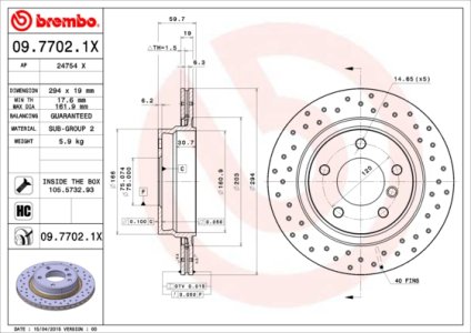 Tarcza hamulcowa BREMBO 09.7702.1X 34211165563