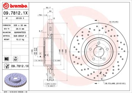 Tarcza hamulcowa BREMBO 09.7812.1X 26300FE000