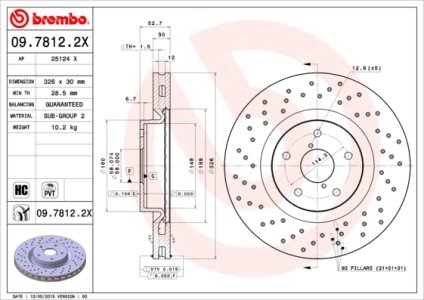 Tarcza hamulcowa BREMBO 09.7812.2X 26300FE070