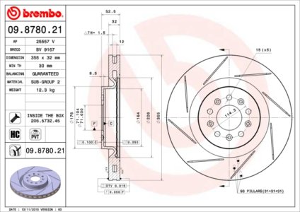 Tarcza hamulcowa BREMBO 09.8780.21 4G431125AE