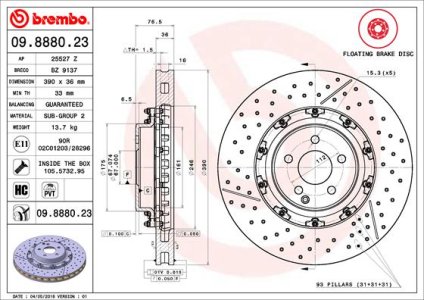 Tarcza hamulcowa BREMBO 09.8880.23 2204212612
