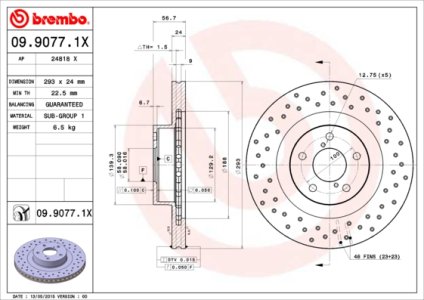 Tarcza hamulcowa BREMBO 09.9077.1X 26310AC040