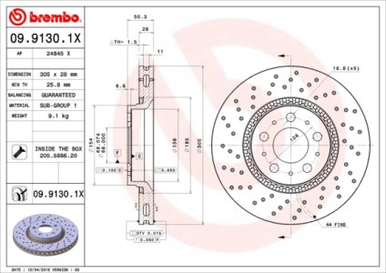 Tarcza hamulcowa BREMBO 09.9130.1X 2724045