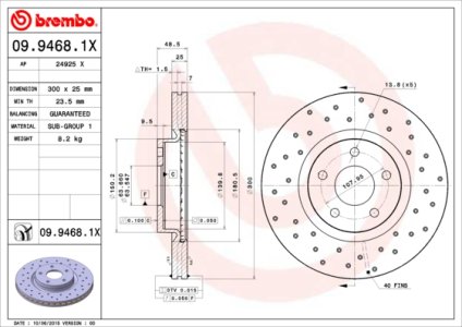 Tarcza hamulcowa BREMBO 09.9468.1X 1223664