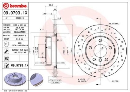 Tarcza hamulcowa BREMBO 09.9793.1X 34216764651