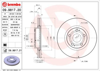 Tarcza hamulcowa BREMBO 09.9817.21 435120F010