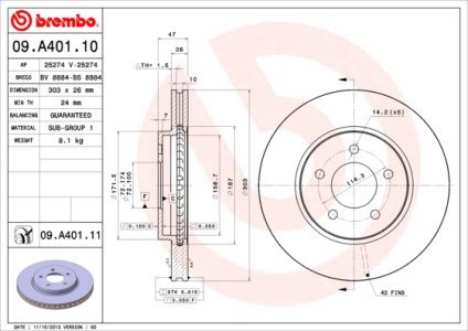 Tarcza hamulcowa BREMBO 09.A401.11 4510722