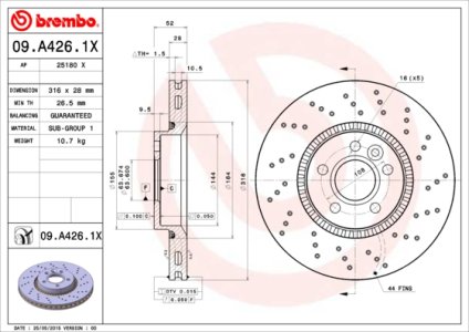 Tarcza hamulcowa BREMBO 09.A426.1X 30769061
