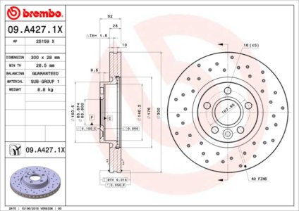 Tarcza hamulcowa BREMBO 09.A427.1X 1379965